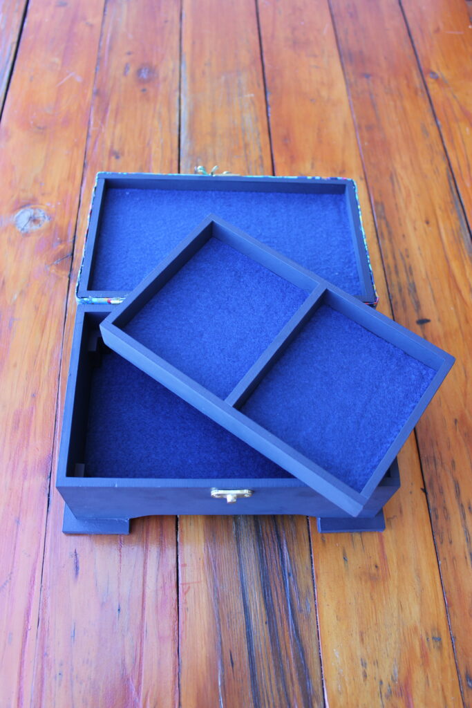Open Padded Blue Jewellery Box from Home Creations